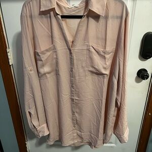 Pale Pink Button-Up Chiffon Shirt